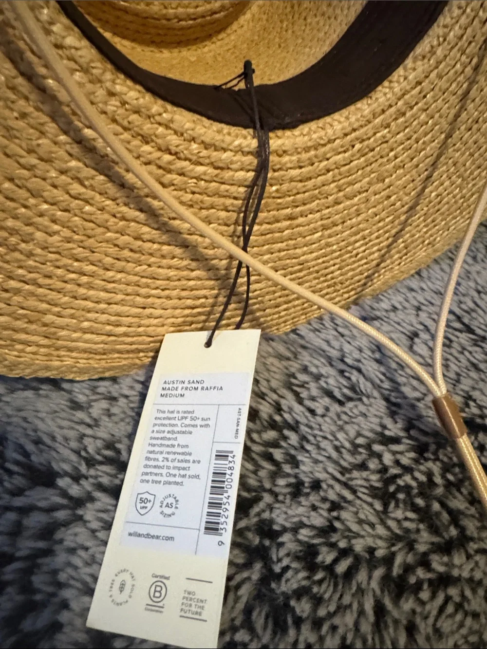 NWT Will Bear Wide Brim Straw Sun Hat - Natural Tan